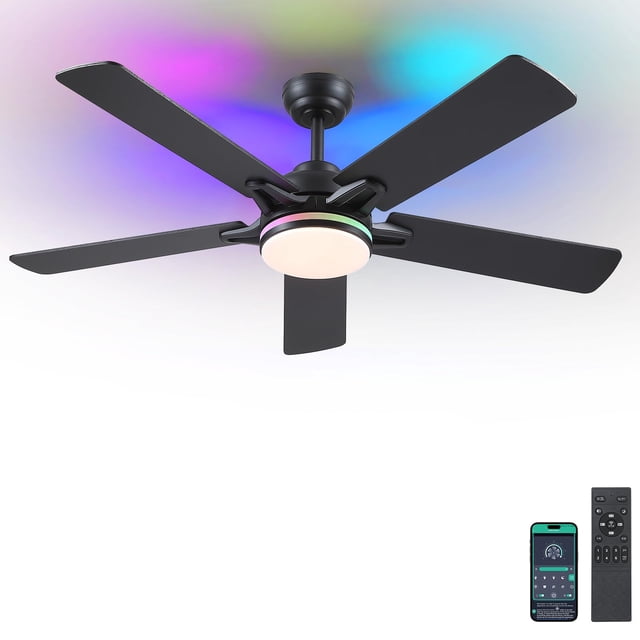 Ventilador de techo Kviflon 132 cm con luces y mando a distancia RGB