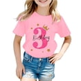thumbnail image 2 of Trendfront Little Girls 3rd Birthday Gift T Shirt Three Years Varsity Font Crewneck Short Sleeve Tee Kids Bday Vacation Clothes, 2 of 4