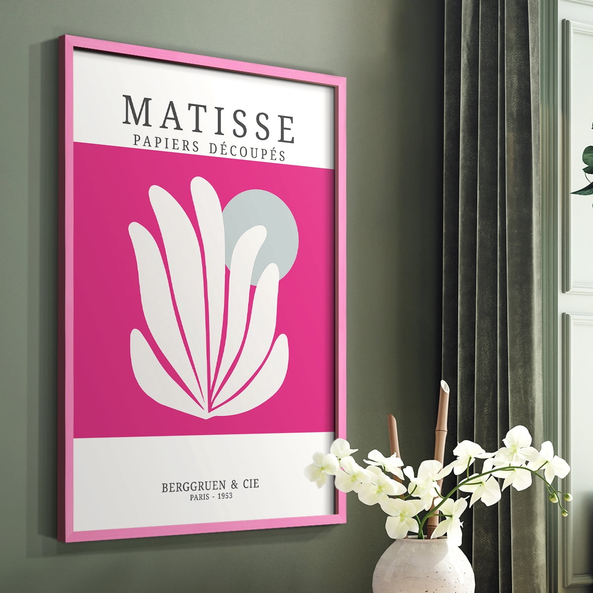 Matisse CDXXII in Pink Solid Wood Framed Print No Nail Hanging