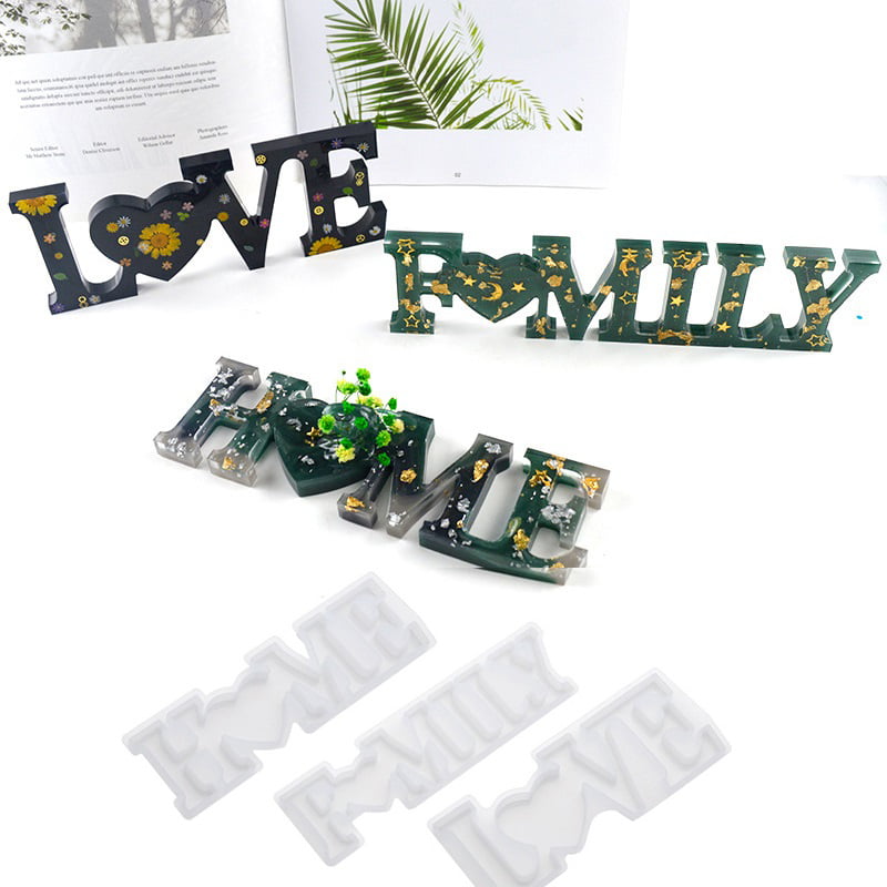 LOVE//HOME//FAMILY Silicone Resin Casting DIY Mold Jewelry Making Tool Epoxy Mould