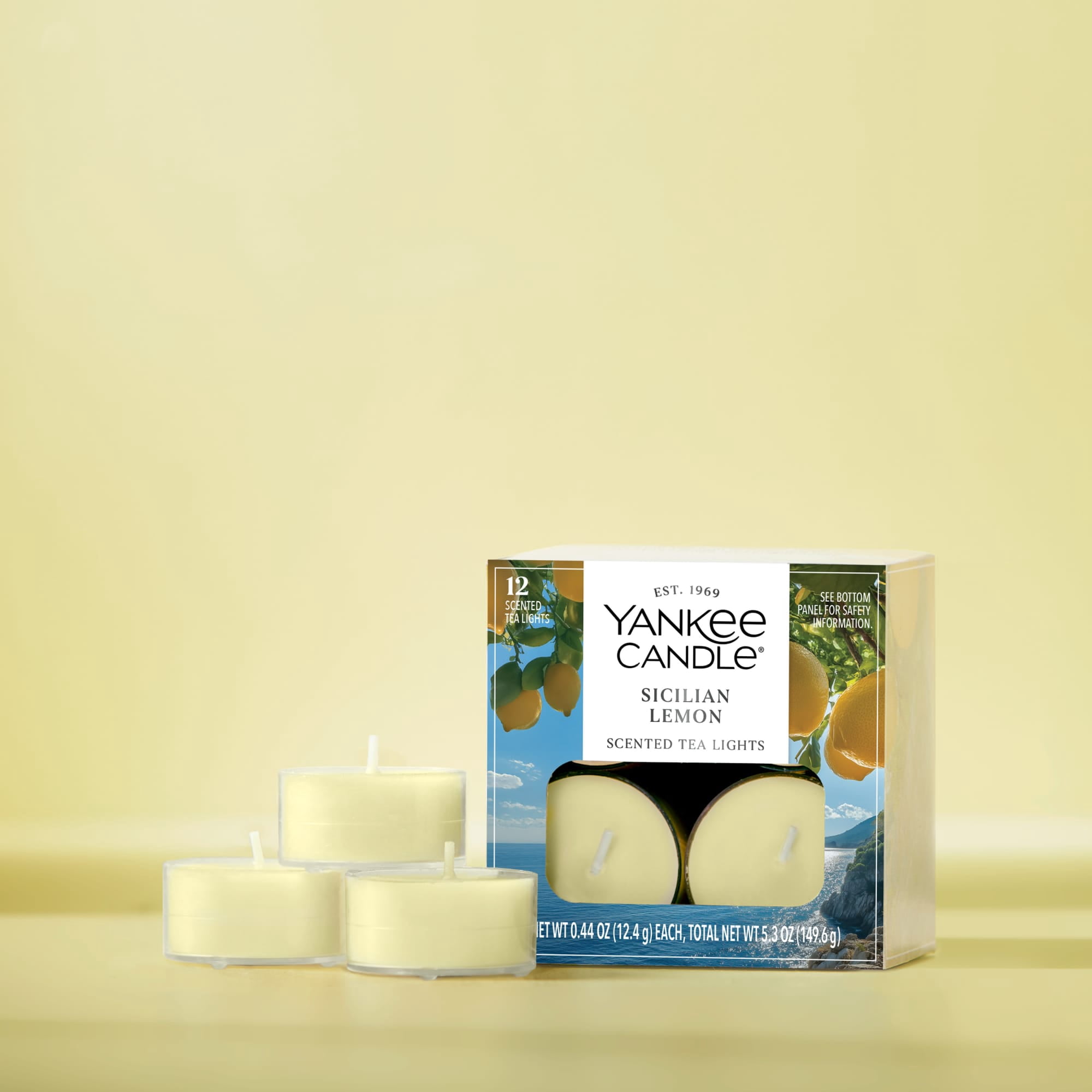 Yankee Candle Scented Tealight Candles, 12-Pack, Sicilian Lemon Mini Candles