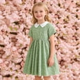 thumbnail image 2 of WRKEKC Robe Fleurie pour Filles Col Peter Pan Imprimé Floral Robe d'Été Décontractée Style Ligne A pour Filles 3-11 Ans, 2 of 9