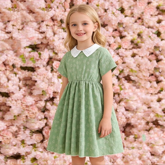 YHAJDS Girl Formal Dress Solid Sleeveless Crew Neck Sleeve Tulle Wedding Guest Princess Gown