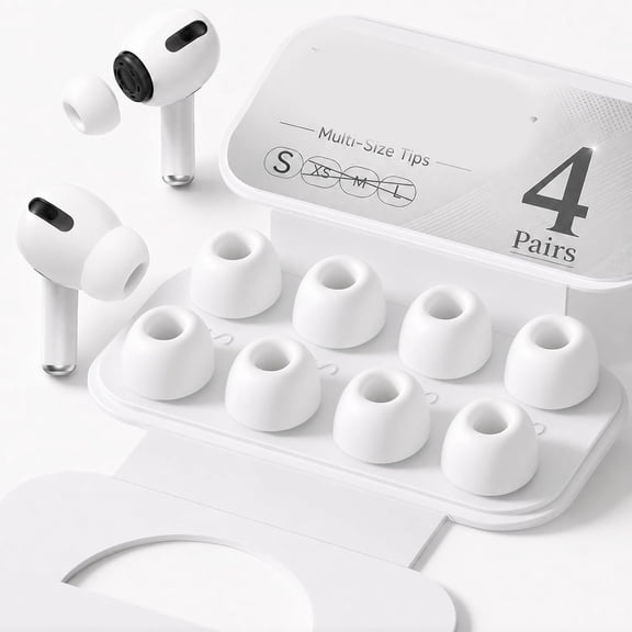 GJX 4 Pairs Small Replacement Ear Tips Compatible with Pro 1St/2Nd Generation,Soft Silicone Buds Feature Noise Reduction Hole,Built-In Dust Guard Screen (White)