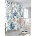 thumbnail image 3 of Fsddascl Red Blue Coral Shower Curtain Set - 66" x 72" Washable Bathtub Curtain with 12 Hooks, Summer Ocean Coastal Starfish Shells Waterproof Fabric Stall Shower Curtains for Bathroom/Bathtub, 3 of 6
