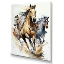 Designart Herd Of Horses Running II Canvas Wall Art