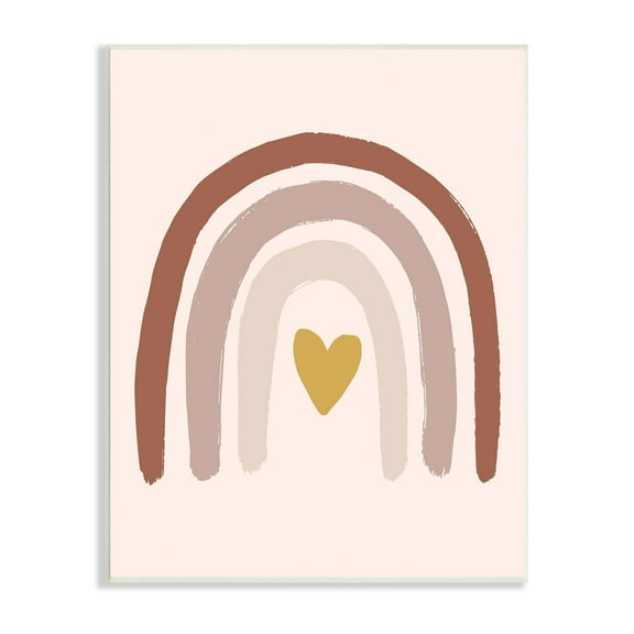 Stupell Industries Terracotta Rainbow Doodle Heart Shaped Symbol,13 x 19, Design by Caroline Alfreds