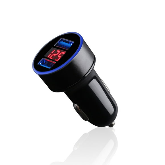 stanreset Voiture Chiffre Affichage Chargeur Voltmètre Alliage d'Aluminium Protection contre les Surintensités USB Adaptateur de Charge pour Prise Allume-Cigare Noir 1 Pc