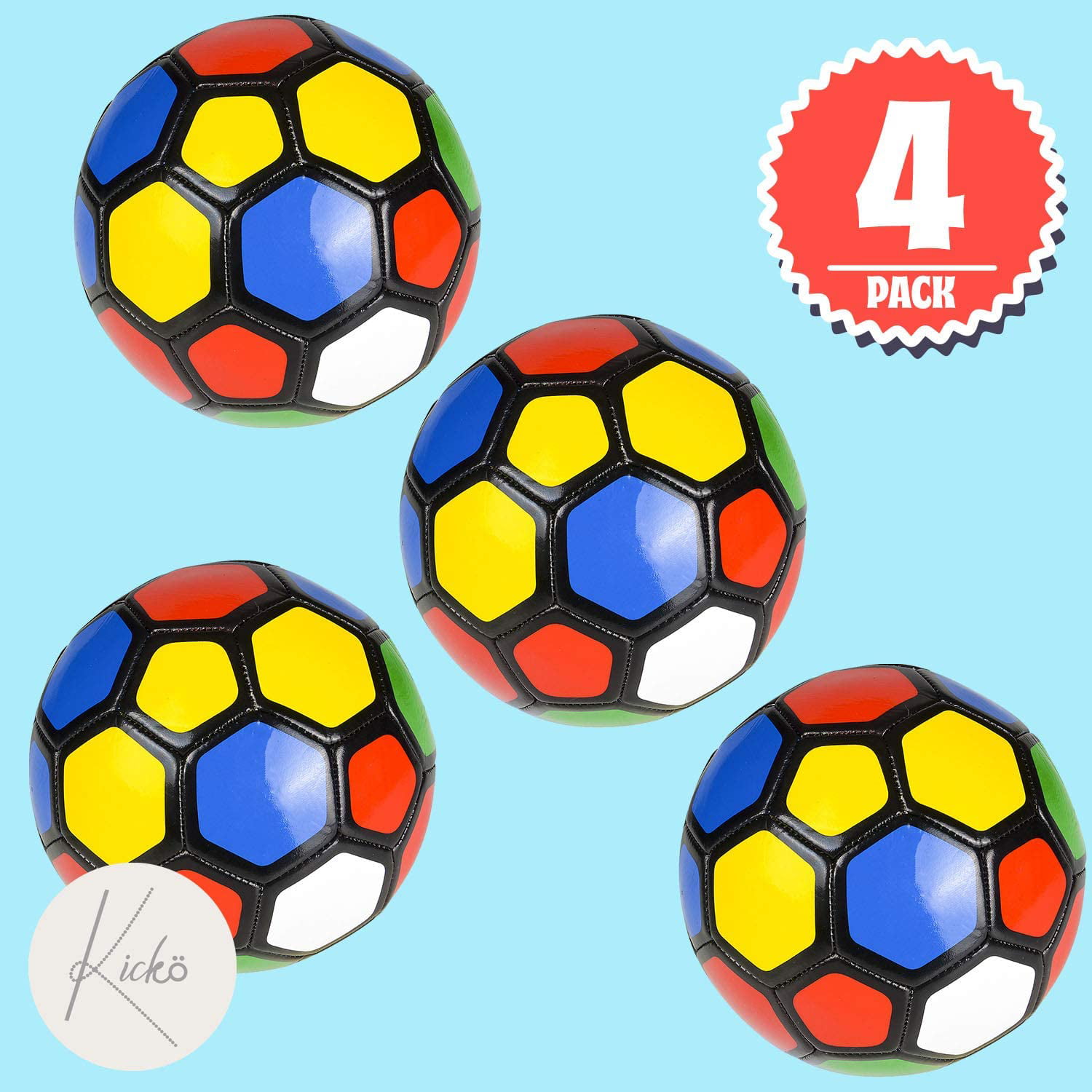 Pack of 4 5” Mini Sports Ball Multicolor Soccer Ball Perfect for Outdoor... 