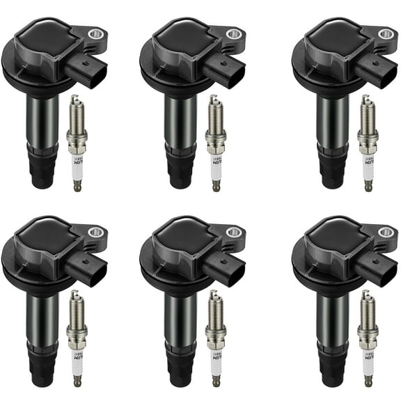 BDFHYK Ignition Coils UF553 and Iridium Spark Plug 5019 Compatible with Lincoln MKS MKT MKX MKZ Mercury Sable Edge Flex Fusion Taurus V6 3.5L 3.7L Replaces UF595 5C1652 C1595 DG520 E1053 Set of 6