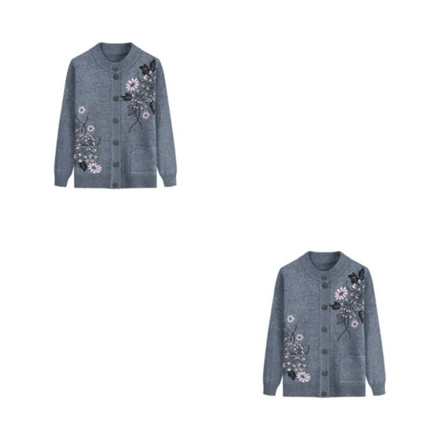 Youkk Middle-Aged And Elderly Sweater Exquisite Workmanship And Wide Application Warm Middle-aged Clothes grey 2Set