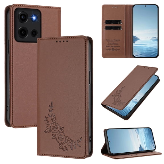 TECH CIRCLE for Motorola Moto G Stylus 2026 Luxury Premium Faux PU Leather Case Flip KickStand Card Holder Full Body Shockproof Protective Wallet Cover,Brown