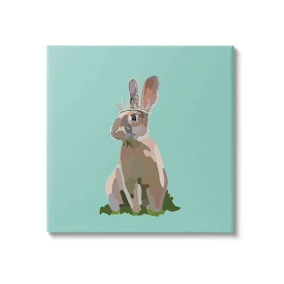 Stupell Industries Rabbit with Royal Crown Animals & Insects Painting Gallery Wrapped Canvas Art Print Wall Art, 17 x 17