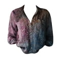 thumbnail image 4 of Bovemsi Women Cotton Shirt Printed Fashion Down Shirts Casual Tops Long Sleeve Blouse, Blue Women's Summer Shirts, 3XL, 4 of 4