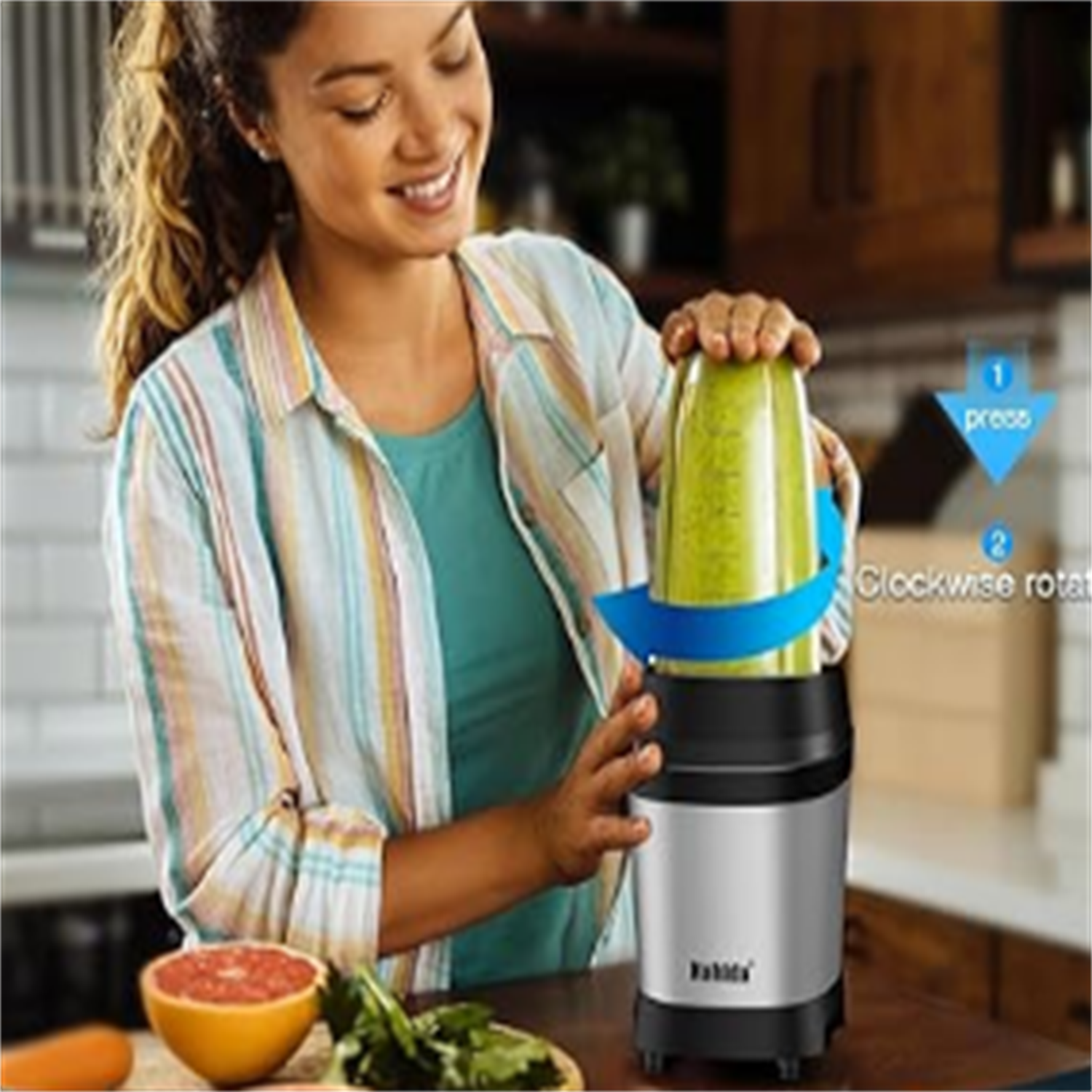 Blender for Smoothies, 1200W Smoothie Blender for Ice Crushing, Blenders with (2) 6-Fin Blades, Personal Blenders for Kitchen with 23oz, 32oz, 37oz Easy Go Cups for Juices, Silver