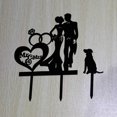thumbnail image 4 of Pareja de bodas beso Mr & Mrs corazón anillo de diamante adorno para pastel novia y novio con silueta de perro adorno para pastel acrílico negro, 4 of 4