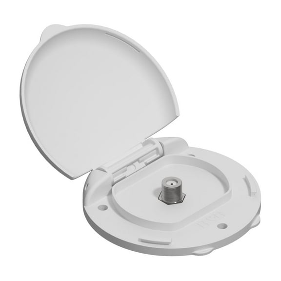 B&B Molders RV Coax Connection Plate, Compact Style, White