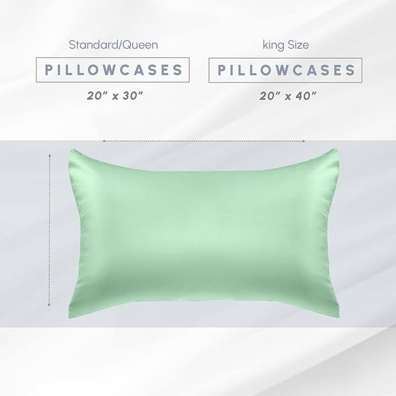Cooling Viscose Satin Pillowcase 4-Pack Set with Hidden Zipper Closure,Standard/Queen, Mint Green