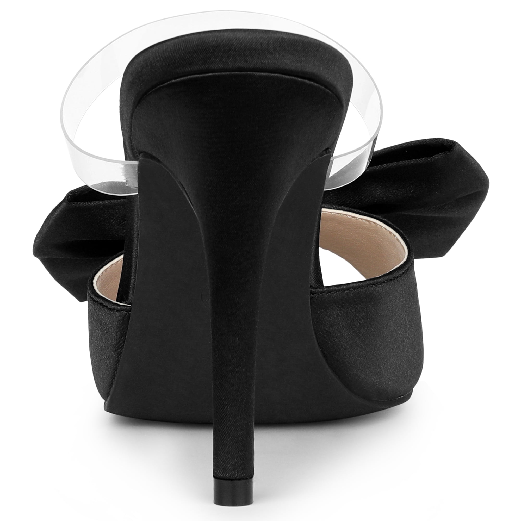 DARING DIVA Women's Bow Sandal Stiletto Heels Mules Black Heel Sandals Black 8