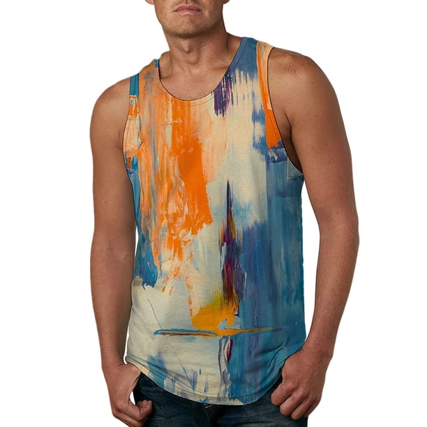 Camiseta sin mangas sin mangas con estampado digital 3D de verano para hombre Pompotops oipoqjl30254
