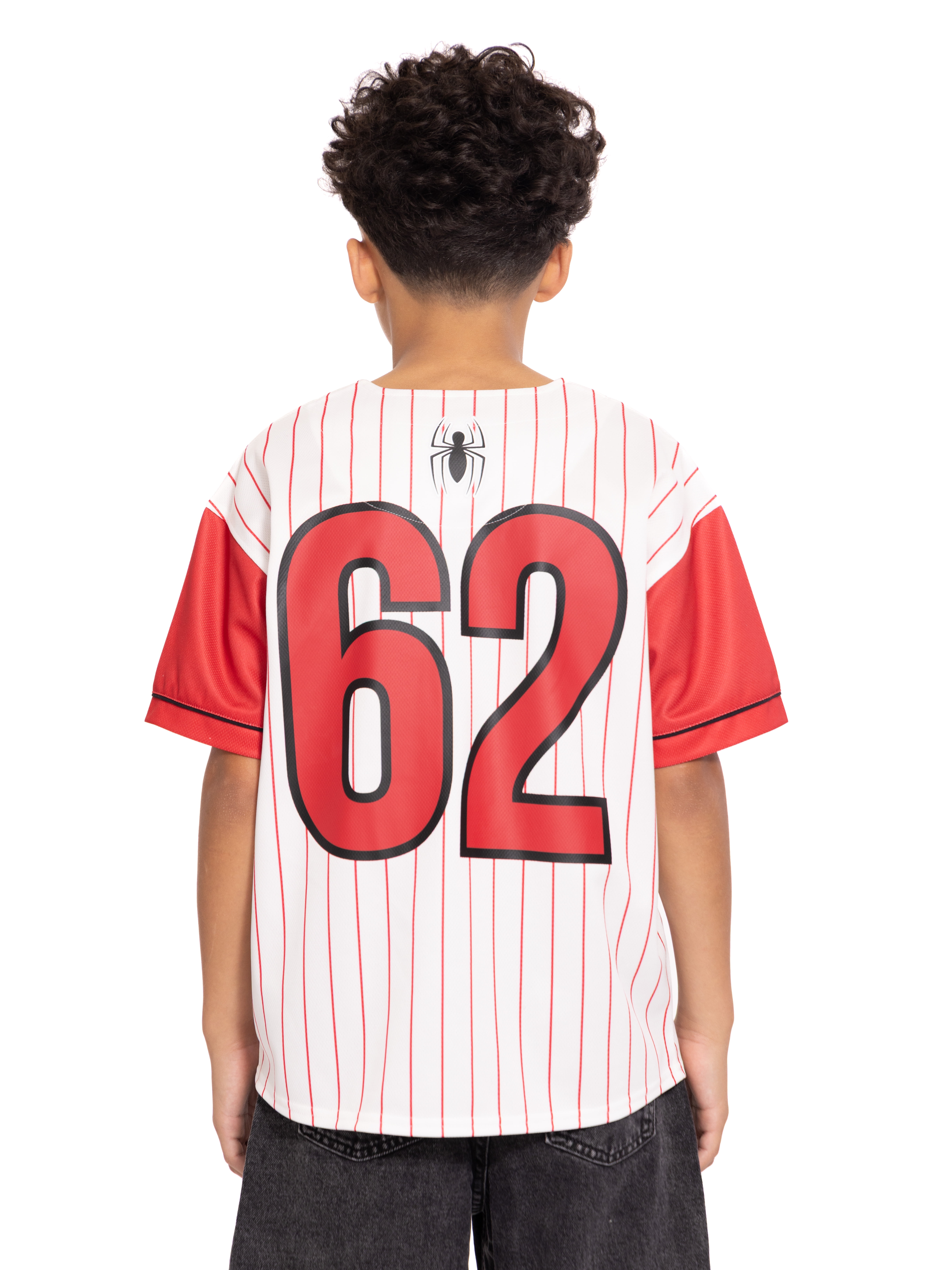 Spider-Man Boys Graphic Baseball Button Down Jersey with Short Sleeves, Sizes 4-12