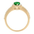 thumbnail image 2 of 0.755 ct Pear Cut Simulated Emerald Solitaire with Simulated Diamond Accents 14K Yellow Gold Womens Engagement Ring, 2 of 5