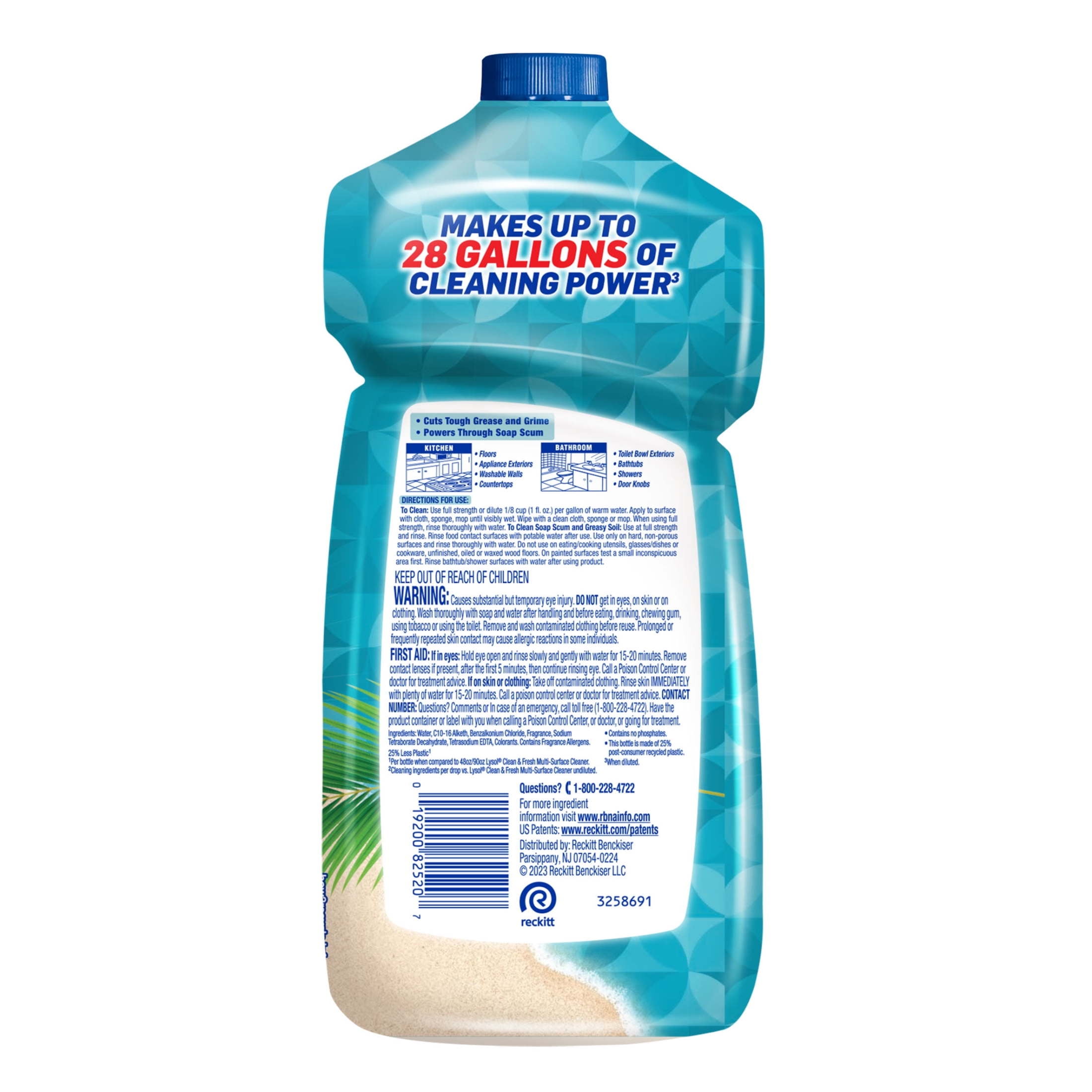 (9 pack) Lysol All Purpose Cleaner, 2X Concentrated Multi-Surface Disinfectant Floor Cleaner for Mopping Solution, for Bathroom & Kitchen, Coconut & Sea Minerals, 28 fl oz