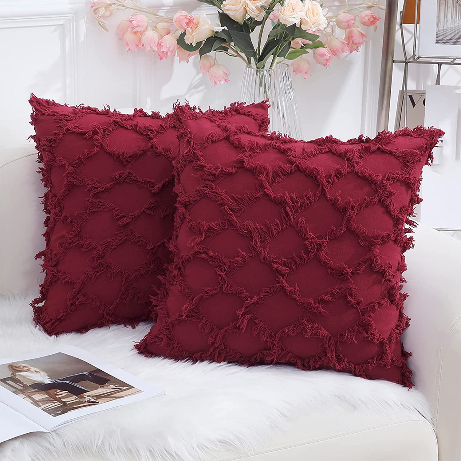 Elegant Burgundy Blue Pillows