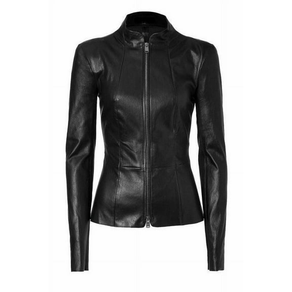 NOORA Women's Vintage Slim Fitted Soft Real Black Leather Ladies Biker Jacket Yk
