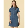 thumbnail image 2 of INSPIRE CHIC Robe d'Été Élégante en Denim à Col pour Femmes Manches Courtes Bleu Clair G, 2 of 5