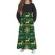 thumbnail image 5 of Vestido de manga larga con cuello redondo para niña, estampado navideño, manga larga, cuello redondo, bolsillos, falda larga informal para adultos, vestido de poliéster para niña., 5 of 5