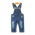 thumbnail image 1 of KIDSCOOL SPACE Salopette en Jean Mignonne Coupe Ajustée Déchirée pour Petite Fille Garçon 6T, 1 of 5