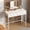 White-39.4" W, variant on HIGDBFE Small Makeup Vanity Desk with Lighted Mirror, 3 Fabric Drawers and Height-Adjustable Stand, White Vanity for Bedroom and Small Spaces