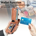 thumbnail image 5 of Dteck Wallet Case for iPhone 12 Pro Max 6.7",Shockproof Magnetic Card Slots Kickstand Carbon Fiber Phone Case Cover,Brown, 5 of 6