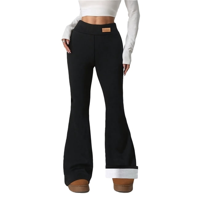 Leggings for mujer, pantalones acampanados con forro polar cálido de invierno 2026, ropa térmica gruesa cómoda de cintura alta