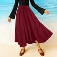 thumbnail image 4 of Women Long Skirts High Waist Skirts Renaissance Maxi Skirts Summer Casual Elegant A Line Flowy Skirts with Pockets Wine, 4 of 6
