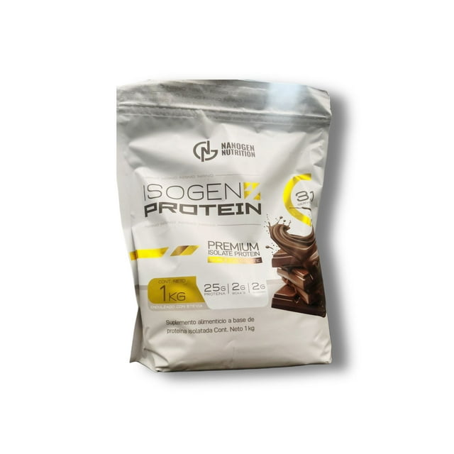Proteína Isolate Isogen Nanogen 1kg | 31 Servicios | 25g por Porción | doble chocolate | Sin Azúcar | Con Stevia