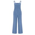 thumbnail image 5 of Kaemgyyd Womens Denim Bib Overalls Summer Wide Leg Spaghetti Strap Jean Pants Jumpsuits Trendy Fashion One-Piece Outfit with Pockets, 5 of 6
