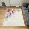 thumbnail image 2 of Flowers Turkish Area Rug, Buds Leaf at the top Left Corner Season Celebrating Theme Illustration, Soft Carpet for Living Room Decor, 2.6' x 5', Dried Rose Mauve, by Ambesonne, 2 of 4