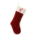 thumbnail image 2 of Christmas Stocking with Letter, 18 Inches Large Knit Embroidered Letter Red Christmas Stocking with White Cuff, Monogram Christmas Stocking for Family Holiday and Xmas Tree Fireplace, Letter N, 2 of 5