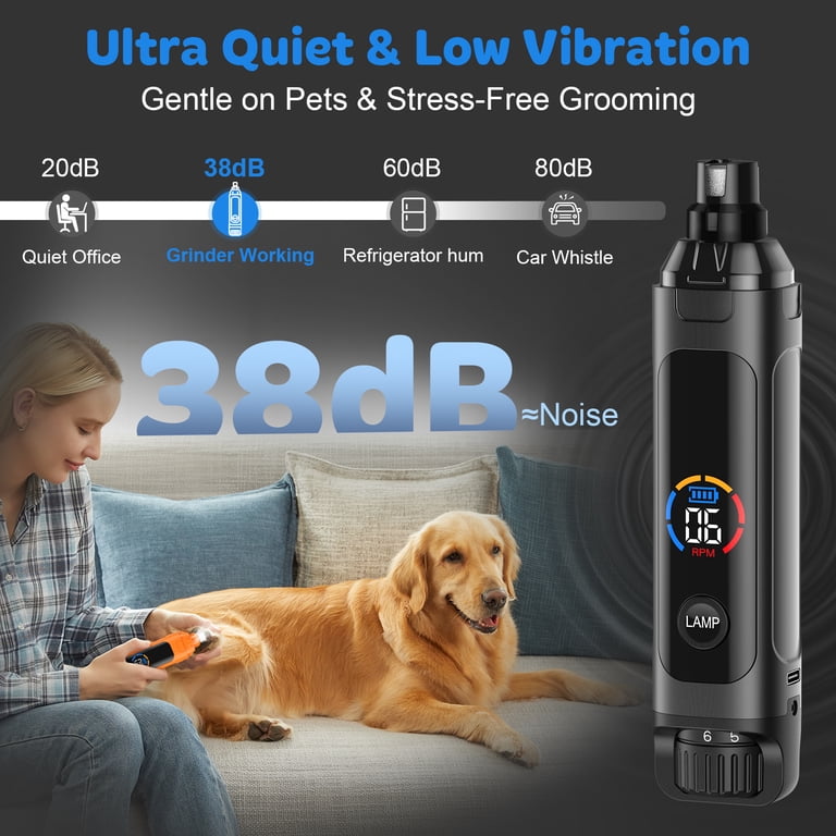 LAKWAR Dog Nail Grinder, 6-Speed Rechargeable Pet Nail Trimmer photo 4