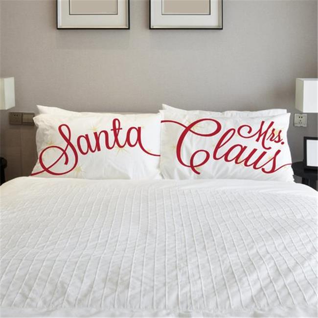 One Bella Casa 74117CSE Santa Mrs. Claus Retro Stars Pillow Case Red