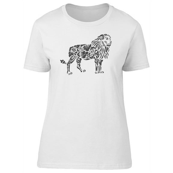 Beautiful Paisley Lion Doodle T-Shirt Women -Image by Shutterstock, Female Small