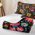 thumbnail image 4 of Homewish Boho Watercolor Floral Twin Quilt Set,Peony Daisy Flower Twin Coverlet Set,Multicolor,2-Piece, 4 of 7