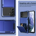 thumbnail image 6 of for Galaxy S21 Case Protective for Men Women Wallet 4-Card Flip Cover Credit Card Holder Slot Back Pocket Dual Layer Hybrid Hard Shell Bumper Armor Case for Samsung S21 6.2 Navy, 6 of 13