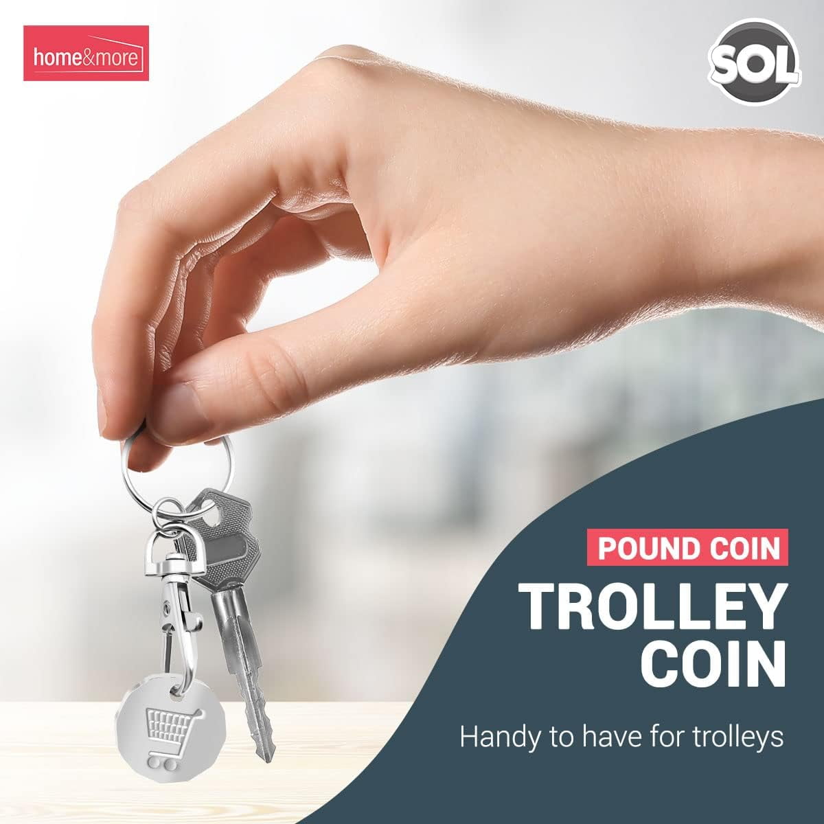 6pk Trolley Coin Keyring UK Set | Shopping Trolley Token Keyrings | Trolley Tokens for Supermarket Cart Trolley Key | New Pound UK Coin Trolley Token | Trolly Shopping Coin | Trolley Coins Key Ring