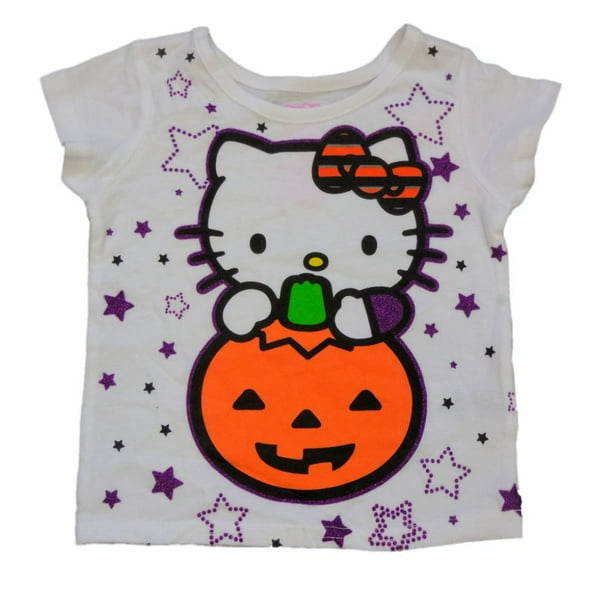 Hello Kitty Infant Girls White Hello Kitty Halloween Shirt Pumpkin Cat T Shirt 12m Walmart Com Walmart Com