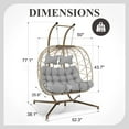 thumbnail image 6 of RADIATA Double Egg Chairs for Outside 2 Person Egg Swing Chair Oversized Loveseat Hanging Chair with Golden Brown Plated Stand for Two People Gray Olefin Cushion Luxury with Cover, 6 of 11