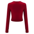 thumbnail image 6 of HLKJKLS Long Sleeve Shirts For Women Solid Crew Neck Long Sleeve Slim Fit Finger Button Tee Polyester Cotton Blend Red S-L, 6 of 6