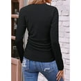thumbnail image 6 of Womens Tops Casual V Neck Long Sleeve Shirts Solid Ruched Basic Tunics Blouses Black M, 6 of 7